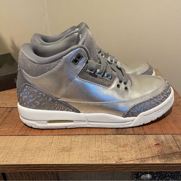 Jordan 3 Retro Premium Heiress Metallic Silver GS6/ W7 - Picture 3 of 9